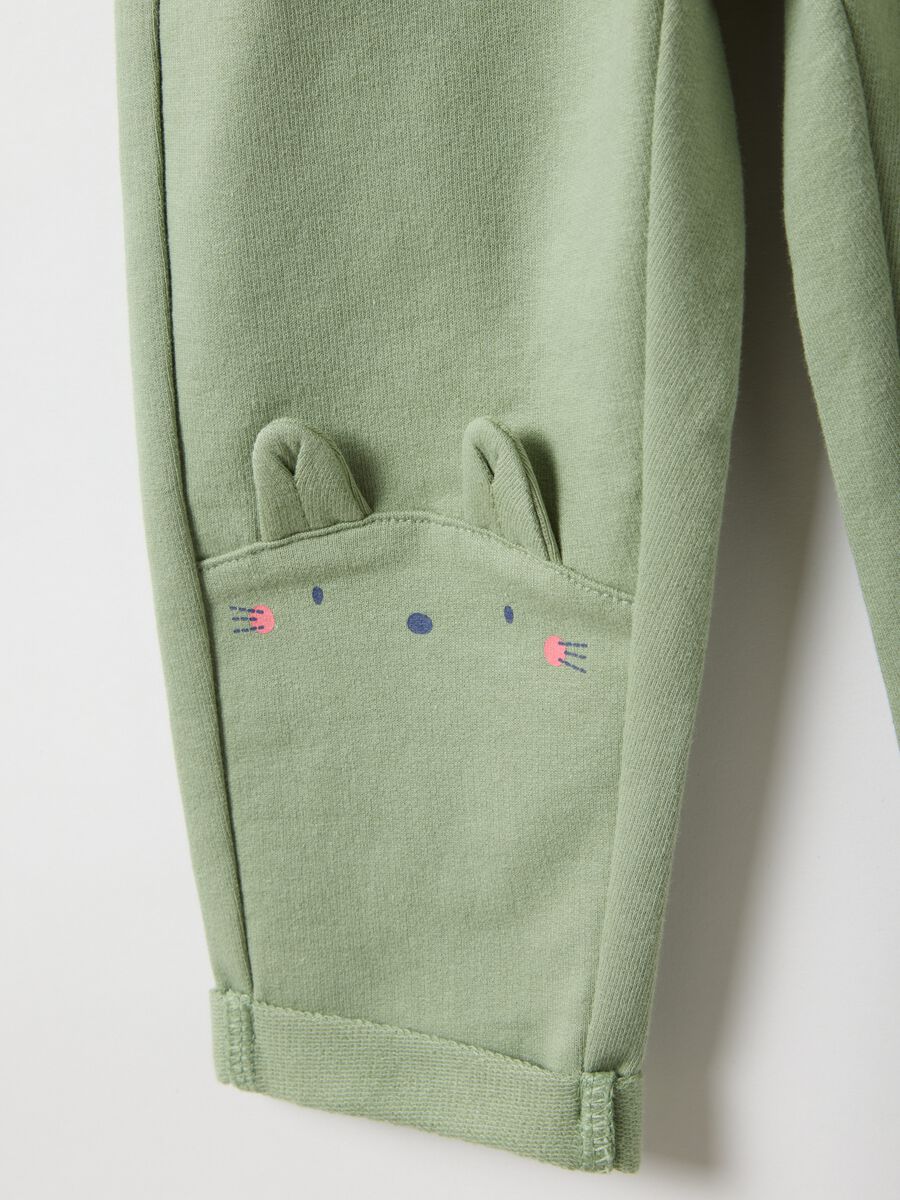 Girls' green slim fit stretch cotton trousers_3