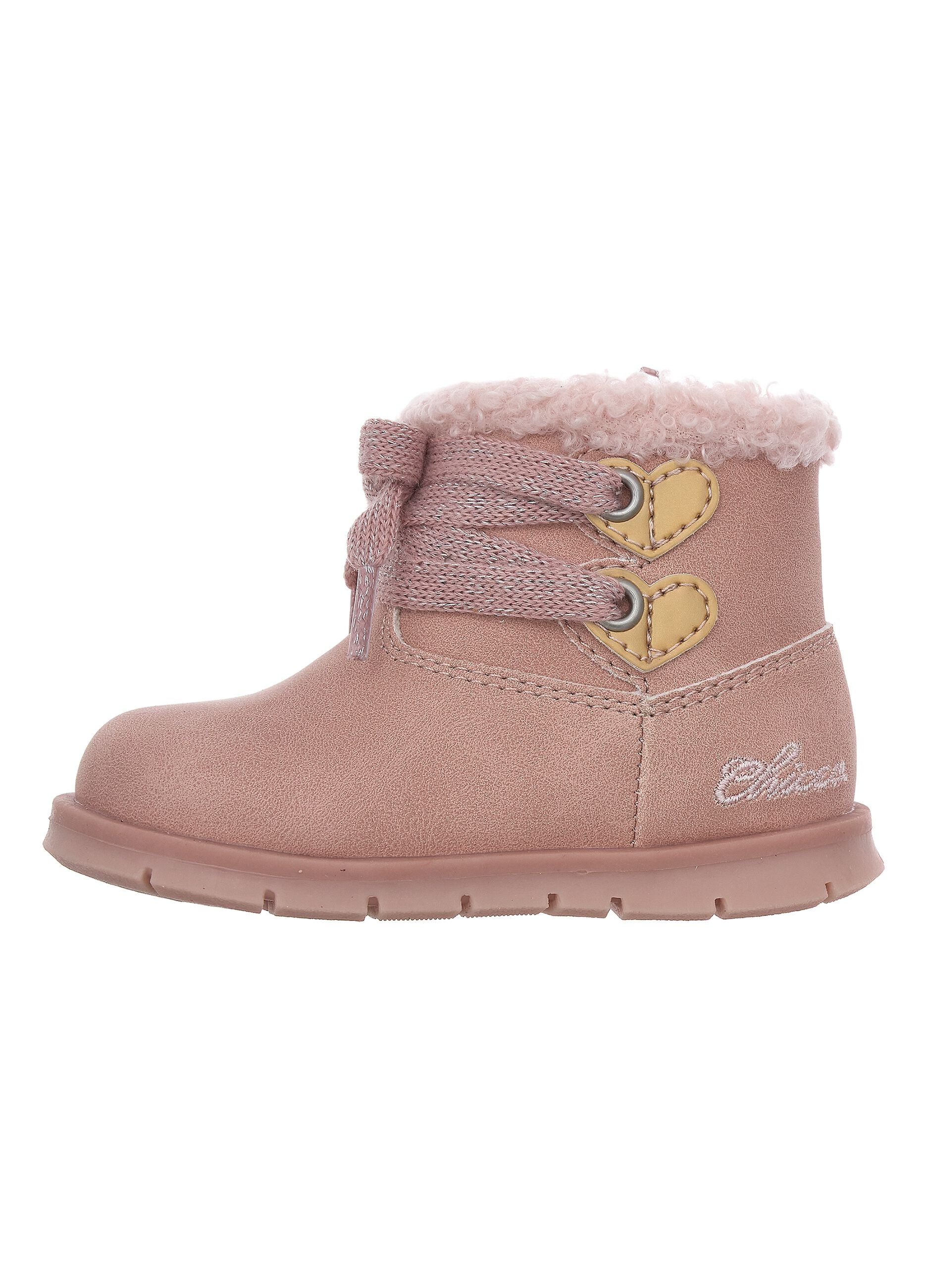 Chicco pink baby shoes with teddy-style trim