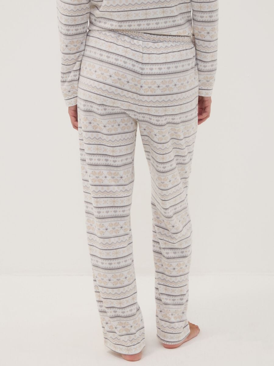 White Nordic-print pyjama trousers_3