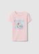 Pink pure cotton regular fit T-shirt with print for girls_0