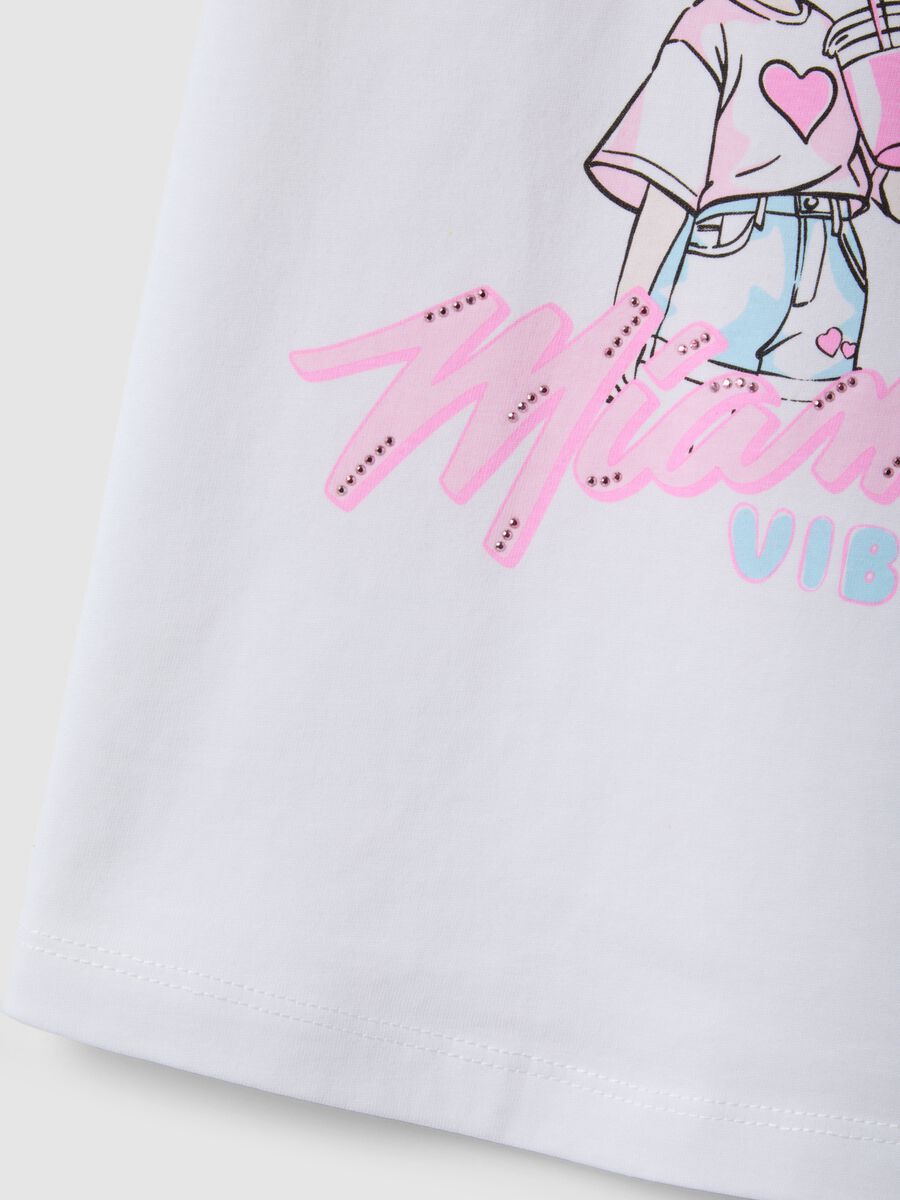 White Pure Cotton Girls' T-Shirt Regular Fit with Print_3