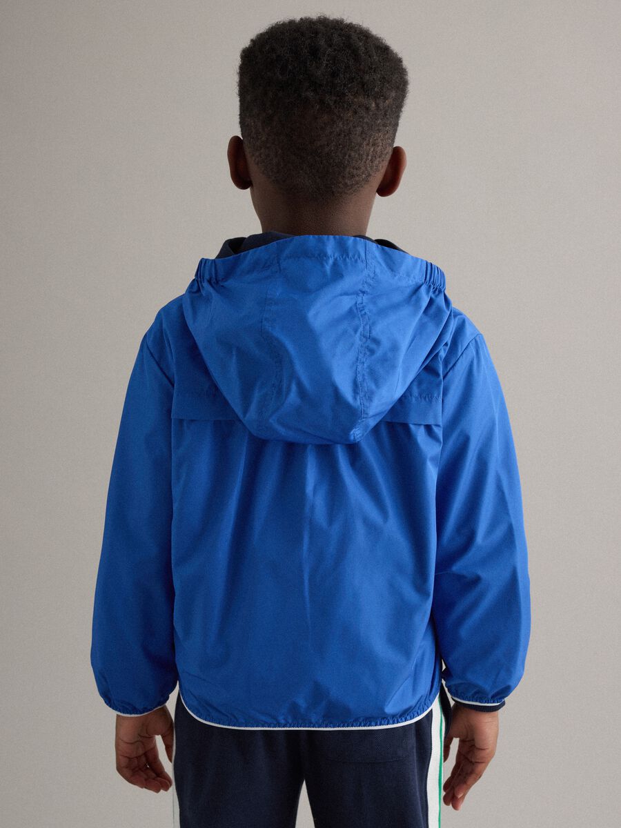 Blue mix regular fit jacket with hood for kids_1