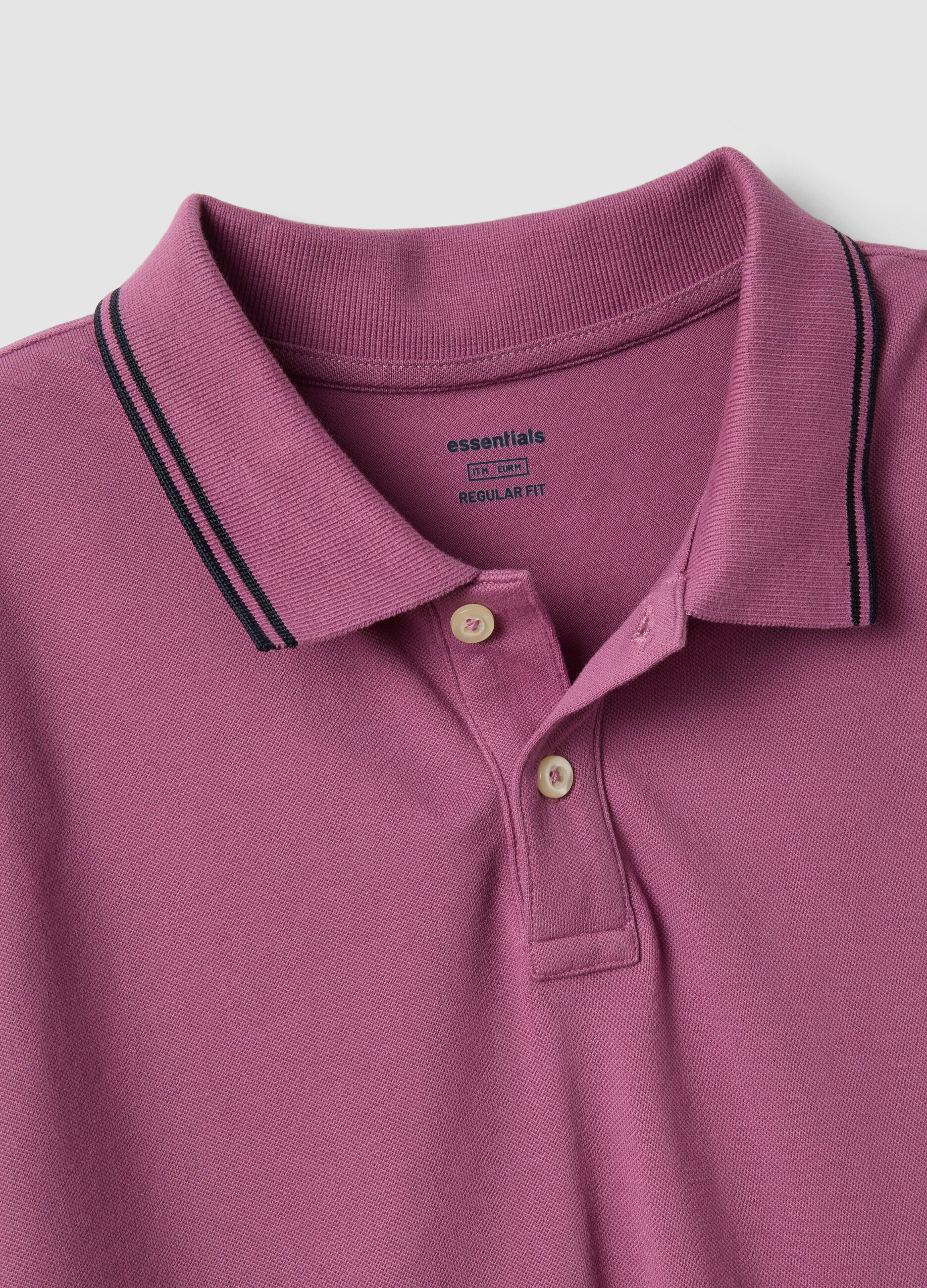 Purple stretch cotton polo shirt, regular fit