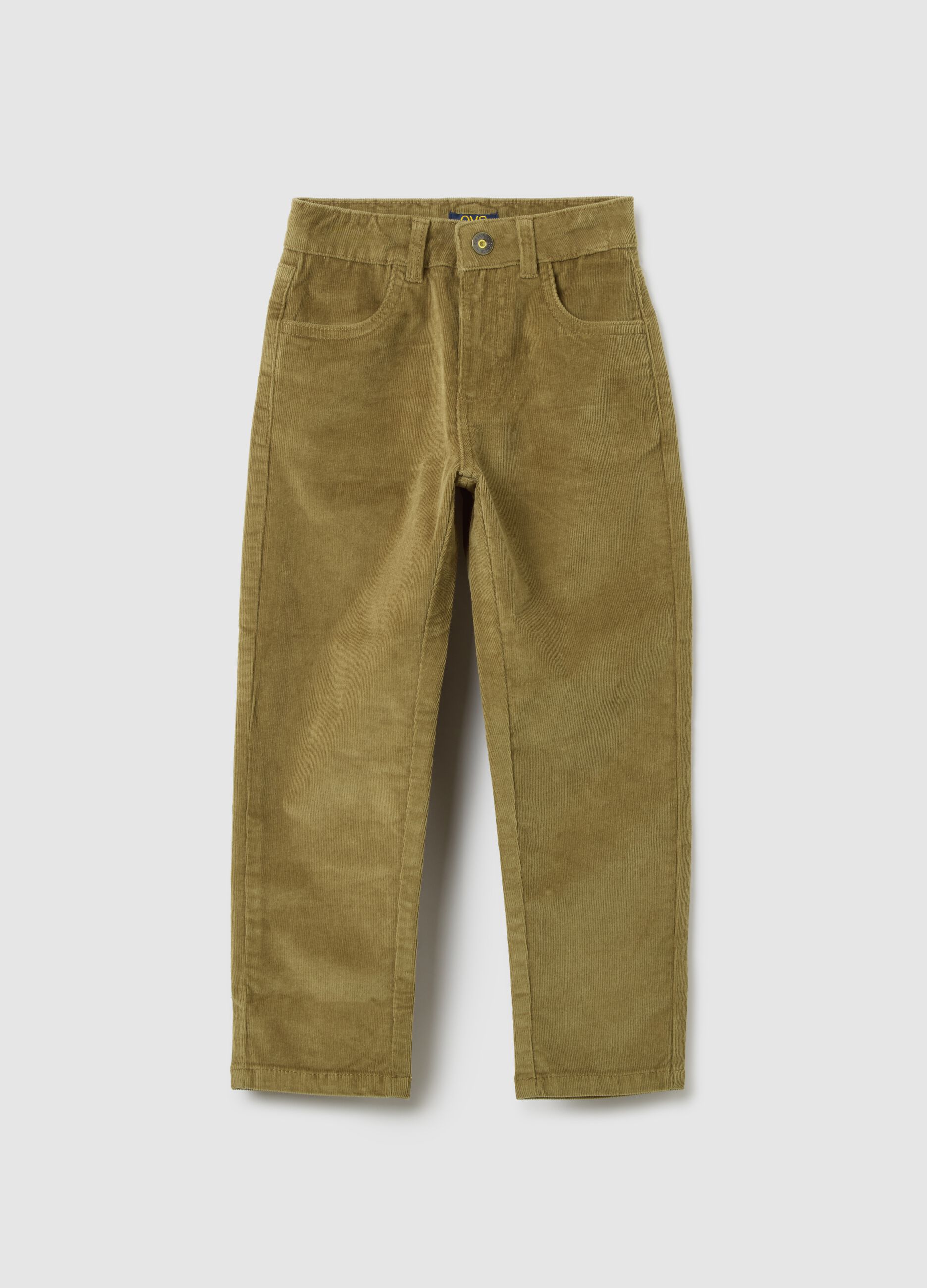Children's regular fit cotton and brown velvet trousers