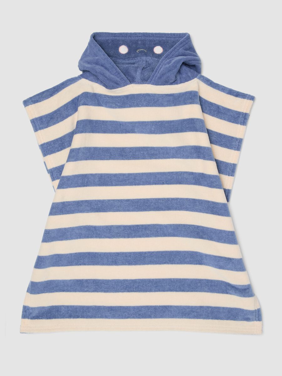Multicoloured striped pure cotton baby beach poncho_0