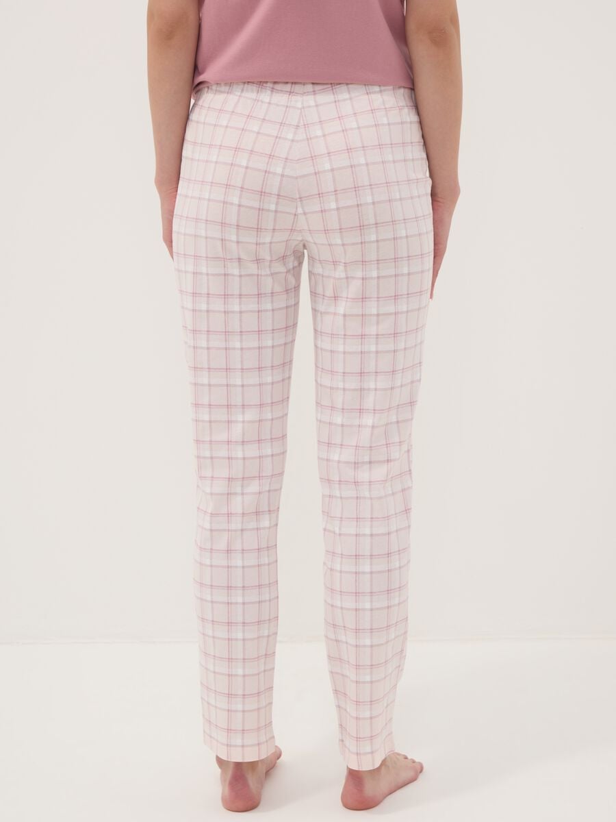 Pantaloni pigiama multicolor in puro cotone organico a quadri_3