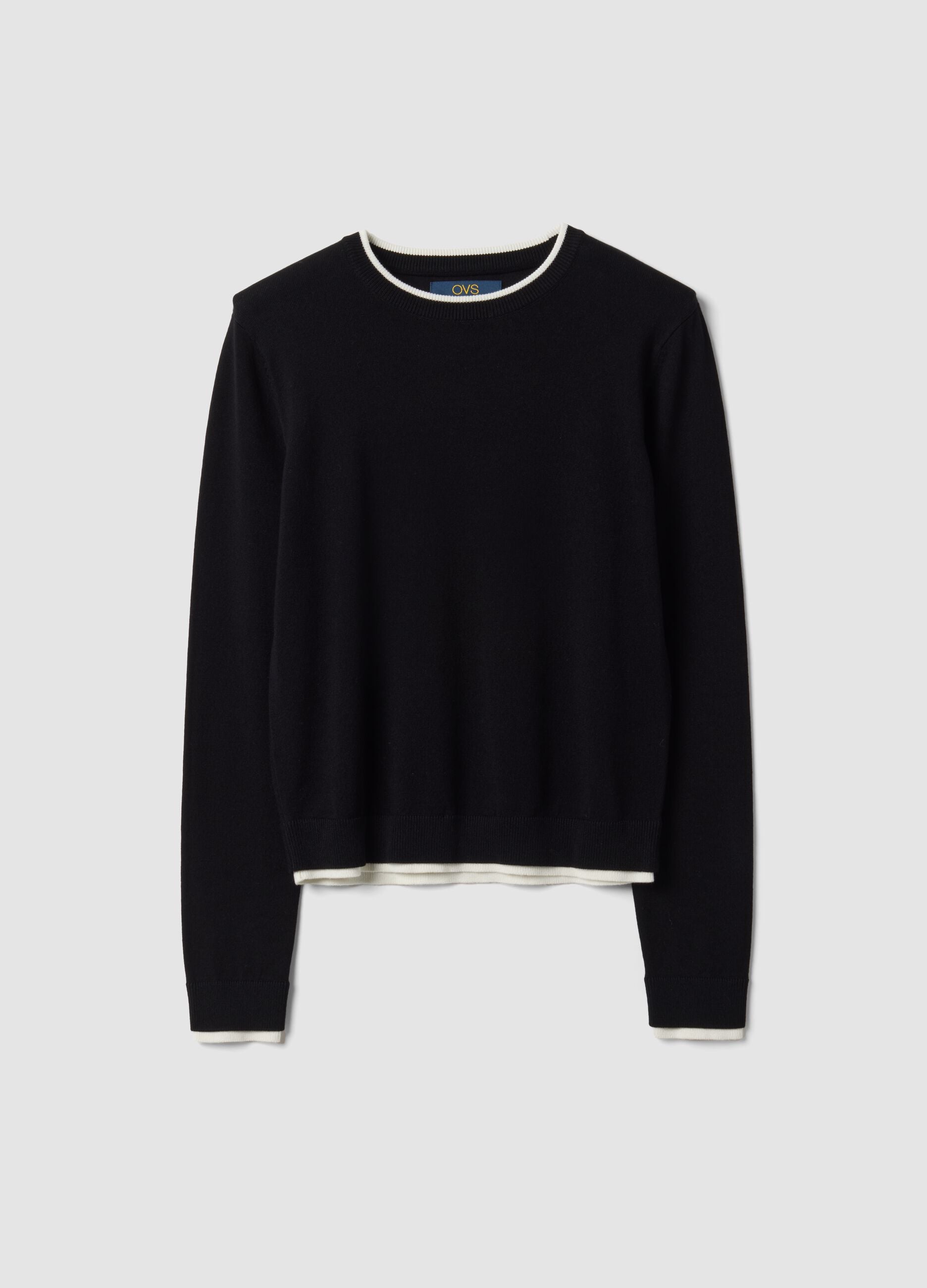 Schwarzes Langarmshirt aus Viskosemischung