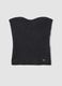 Top grigio in misto lana a fascia in maglia a coste_4