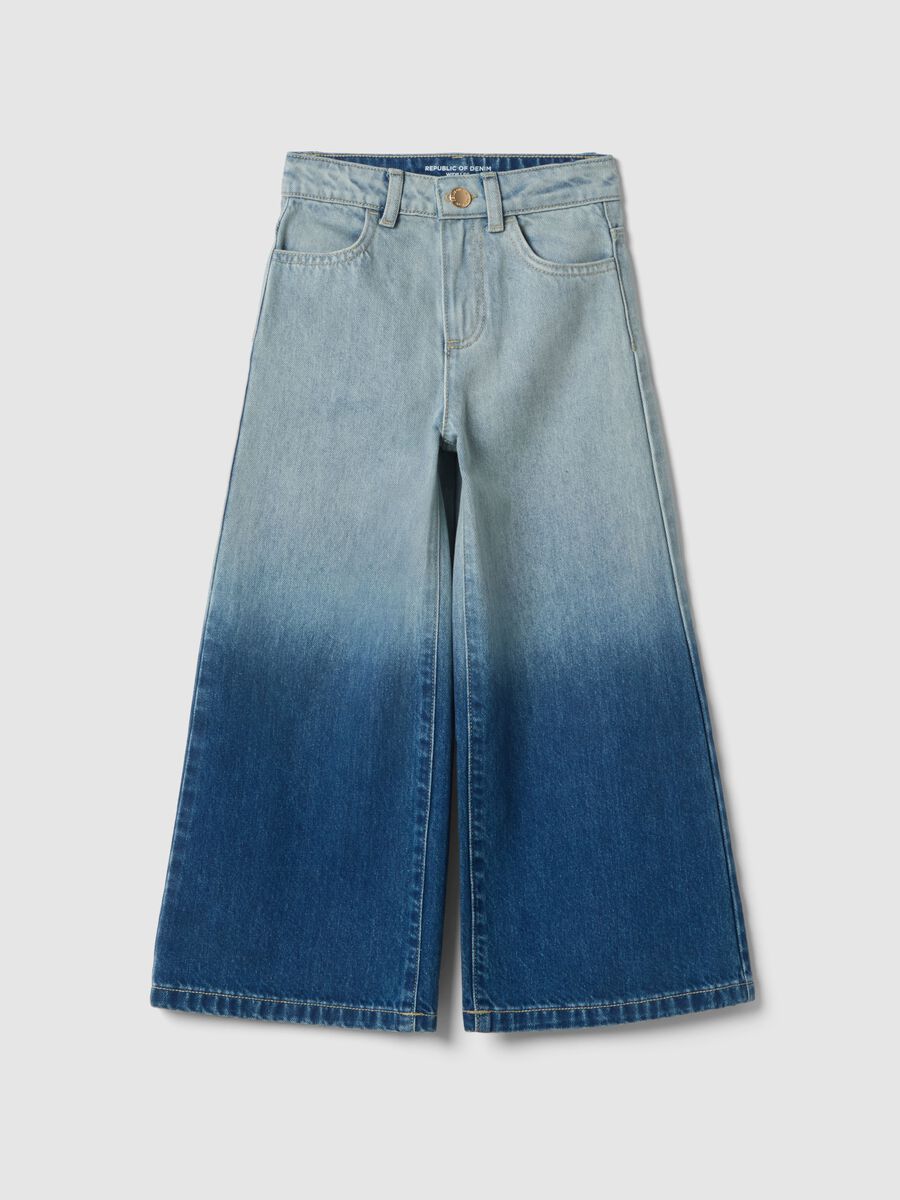 Girls' Super Wide Leg Multicolour Cotton Jeans_0