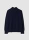 Blauer Pullover aus reiner Wolle mit Stehkragen, Oversized-Fit_2