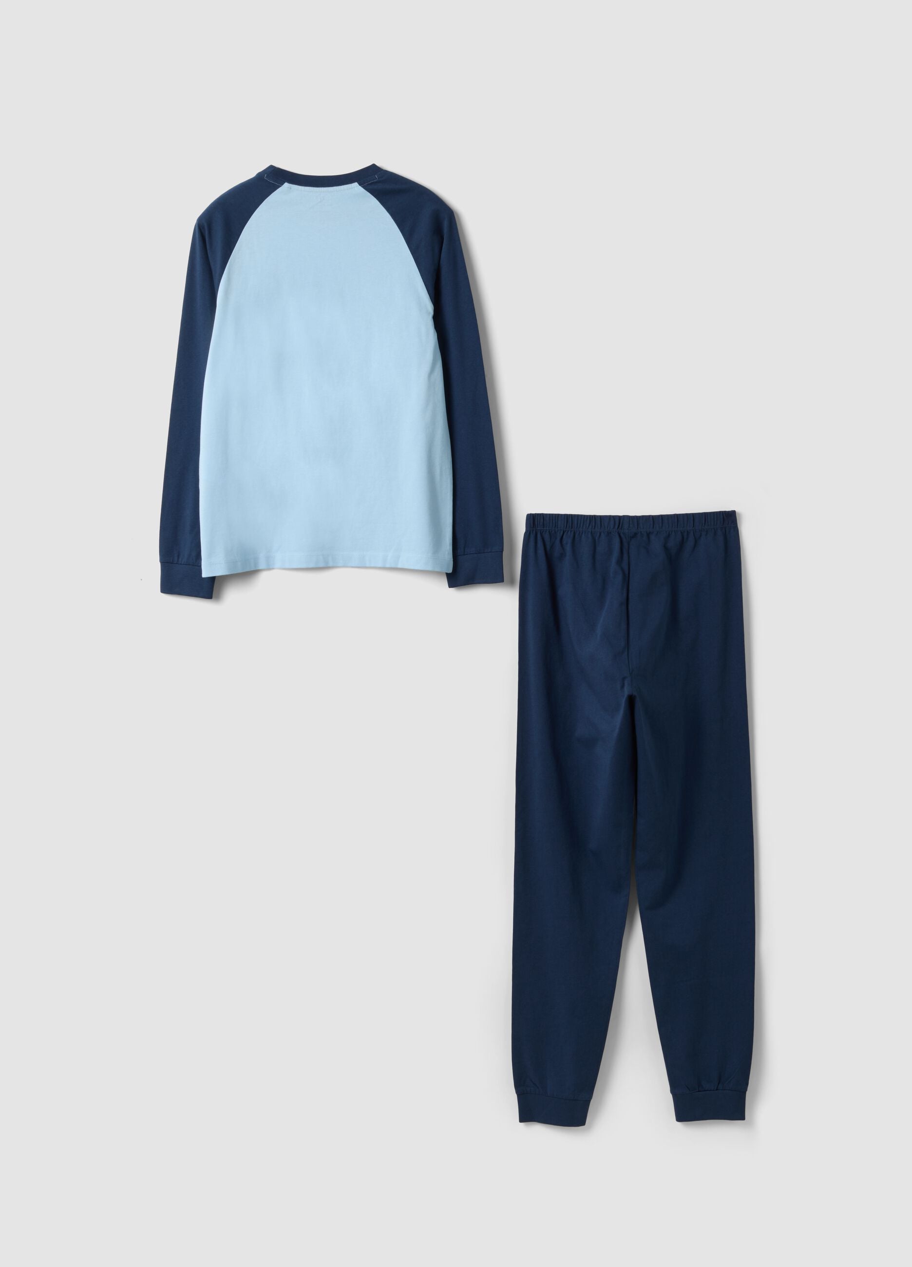 Blue organic cotton pyjamas with &ldquo;Cookies&rdquo; slogan for boys