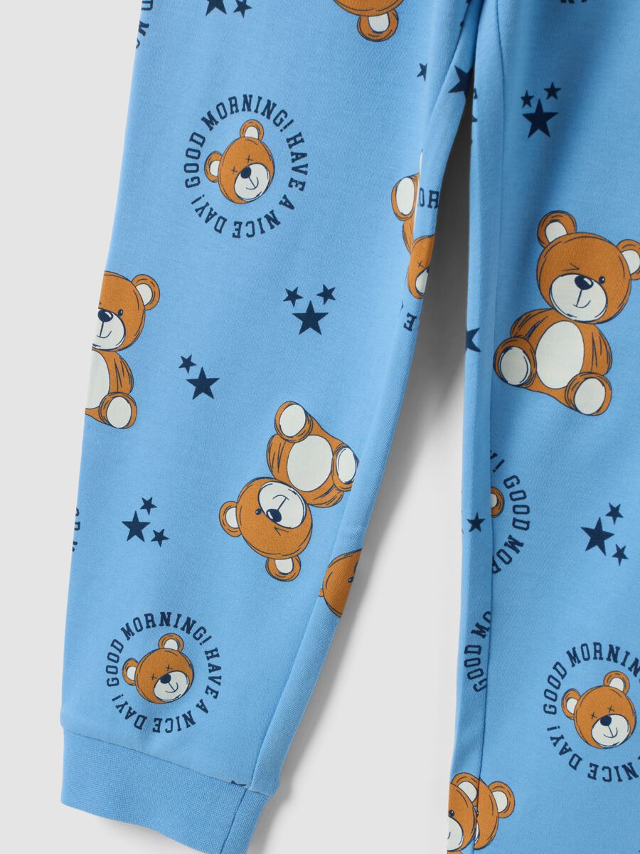 Light blue pure organic cotton pyjamas with teddy bear print_2