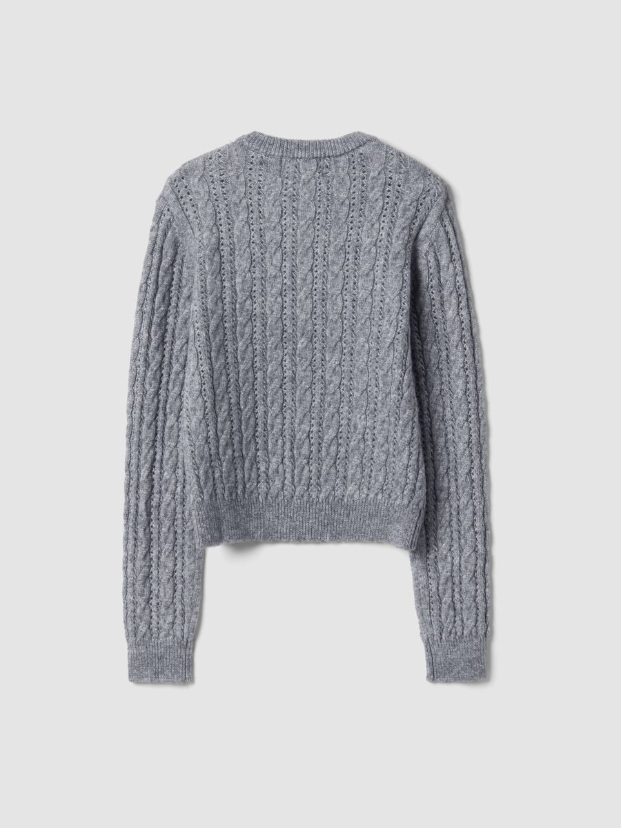 Grey crew-neck cable-knit wool-blend jumper, regular fit_2