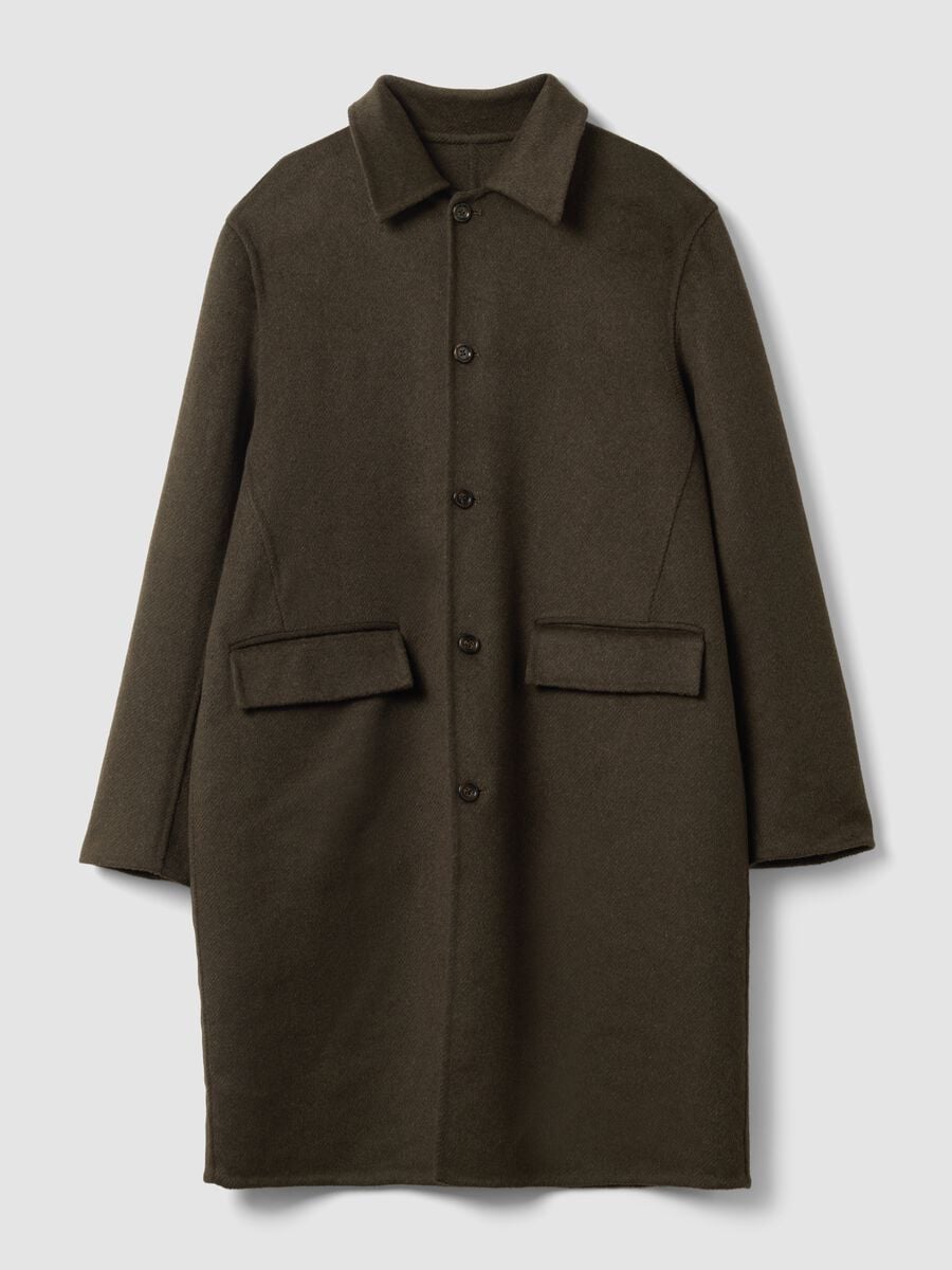 Green wool and viscose blend coat, regular fit_4