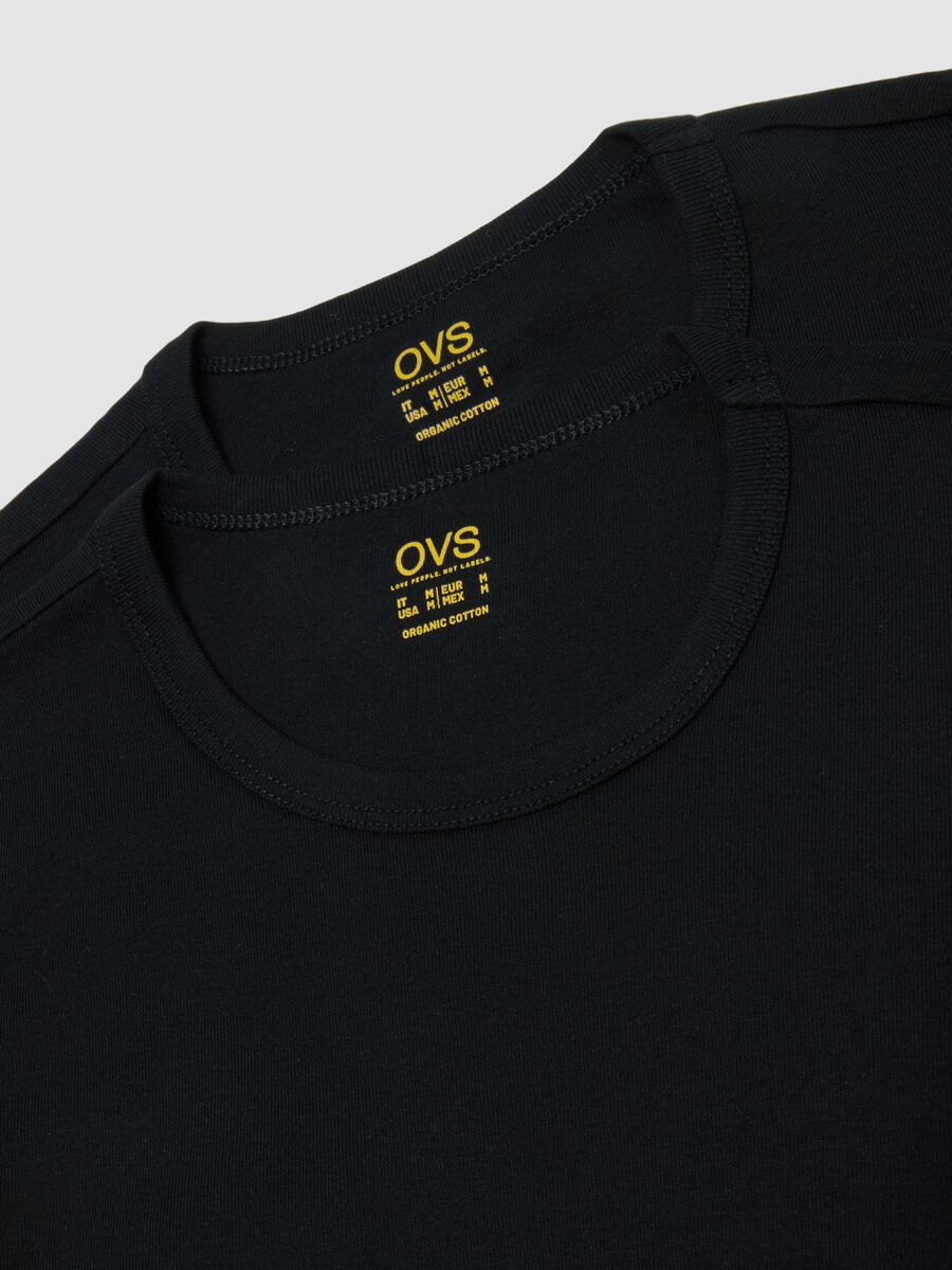 2-pack black crew-neck T-shirts in pure organic cotton, regular fit_2