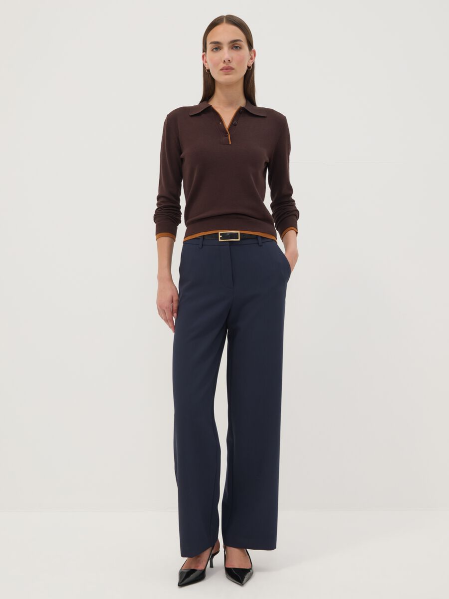Brauner Pullover aus Viskosemix mit Polokragen, Regular Fit_2