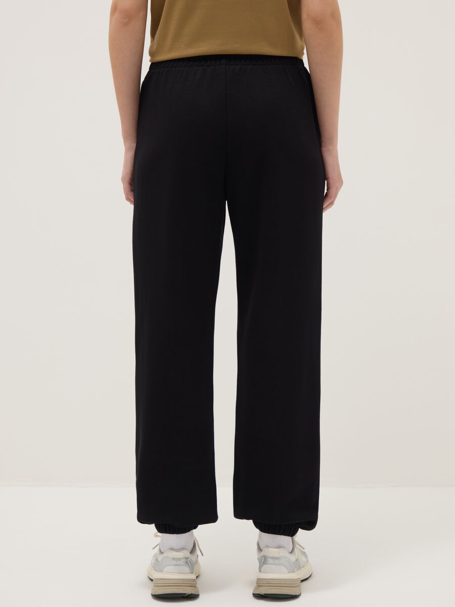 Black cotton blend jogger trousers regular fit_2