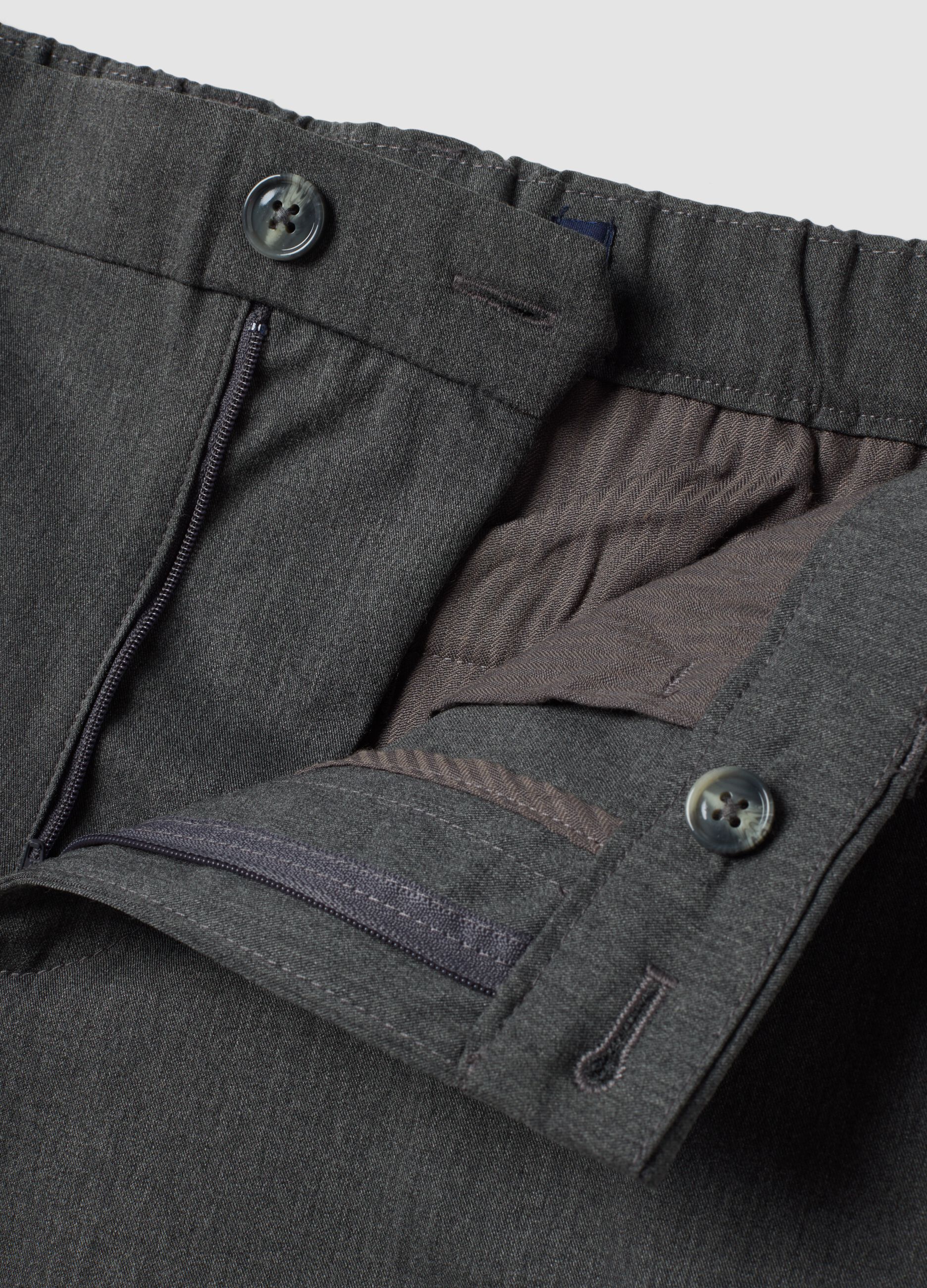 Grey slim-fit stretch viscose twill chino trousers