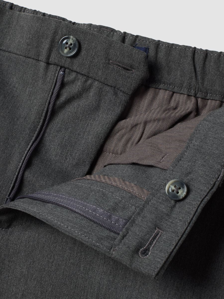 Grey slim-fit stretch viscose twill chino trousers_1
