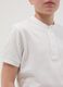 Polo in puro cotone bianca da ragazzo regular fit con collo coreano_1