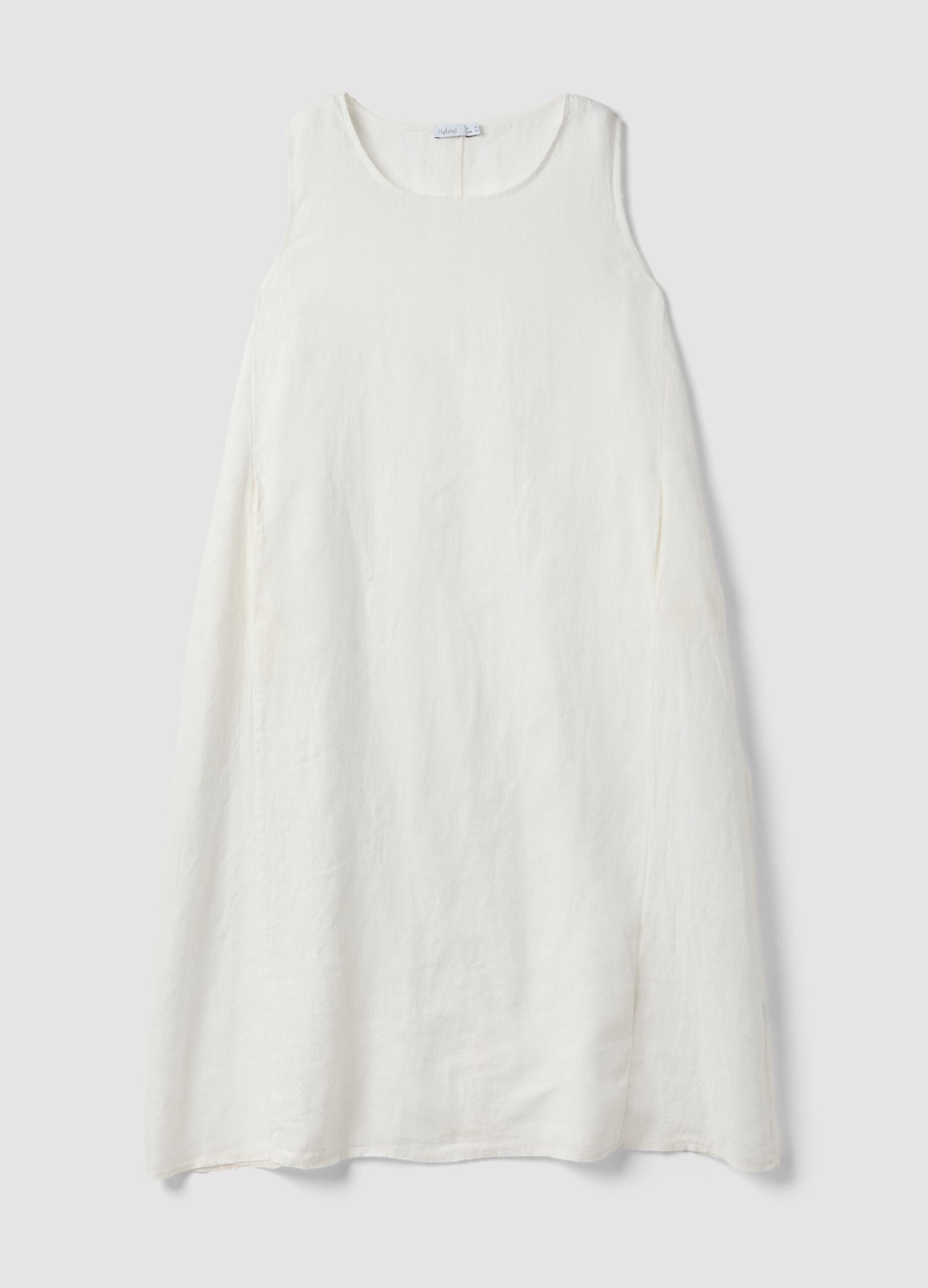 Vestido branco comprido em linho puro, corte regular