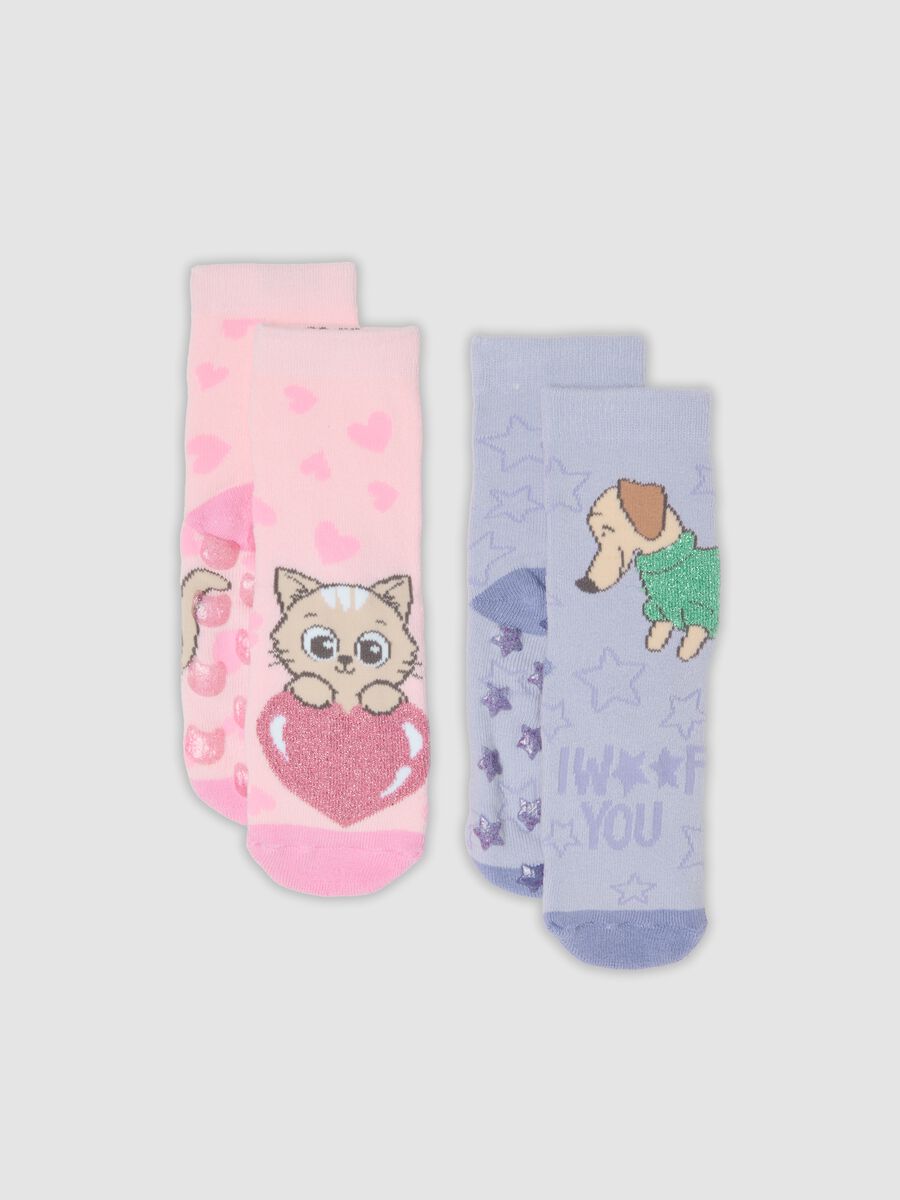 2-pack of girls&rsquo; organic stretch cotton non-slip socks_0