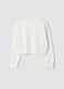 White sweatshirt with ribbed collar in pure organic cotton_1