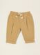 Beige stretch cotton and viscose baby trousers, regular fit_0