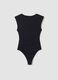 Body nero in tessuto elasticizzato con arricciature regular fit_5