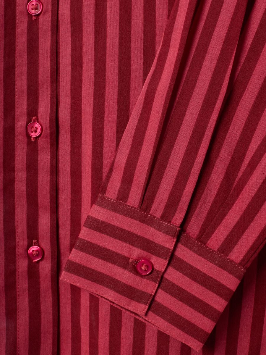 Camicia rossa in puro cotone a righe con collo alla coreana regular fit_1