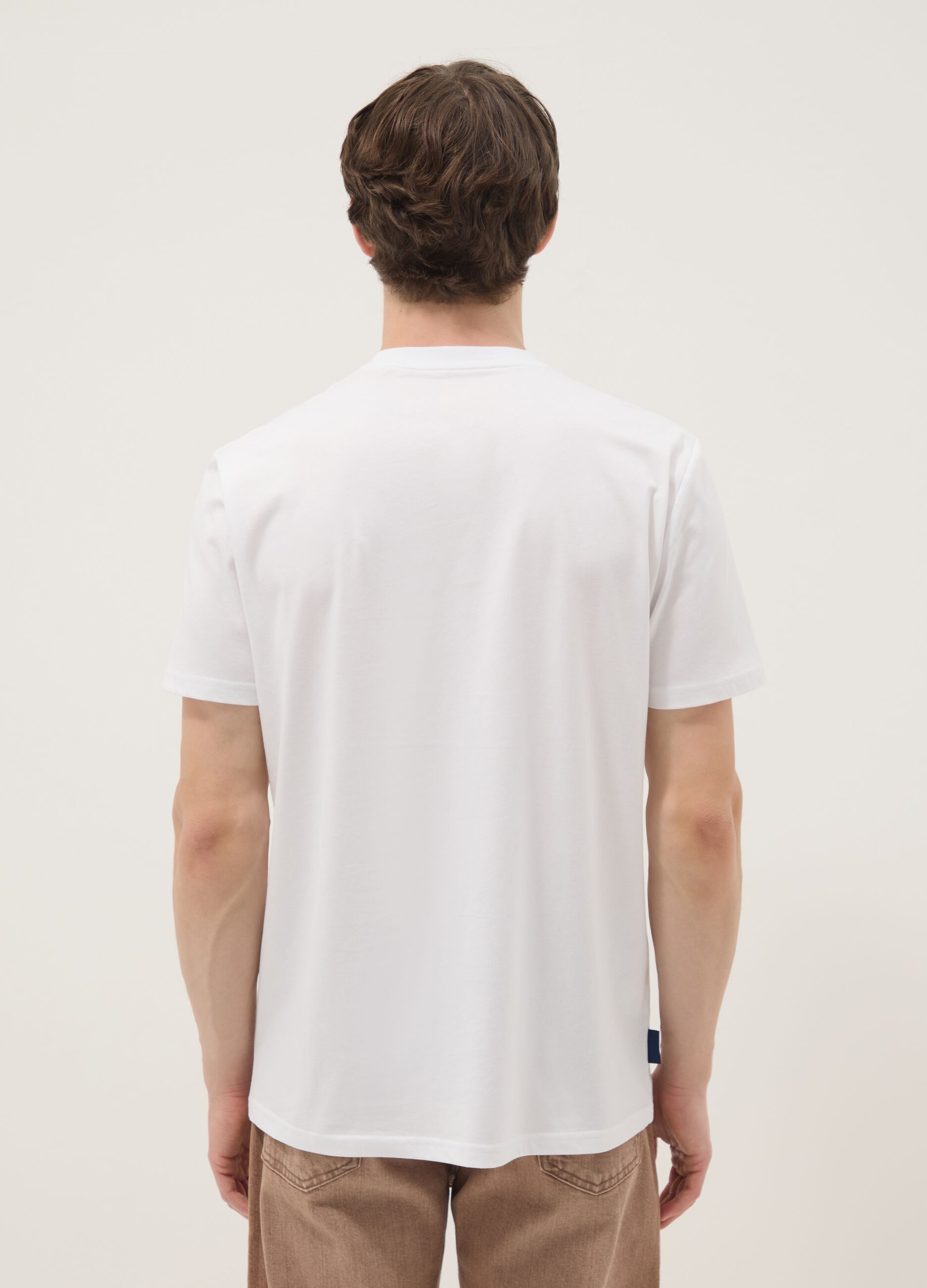 Wei&szlig;es T-Shirt aus reiner Baumwolle mit Print, Regular Fit