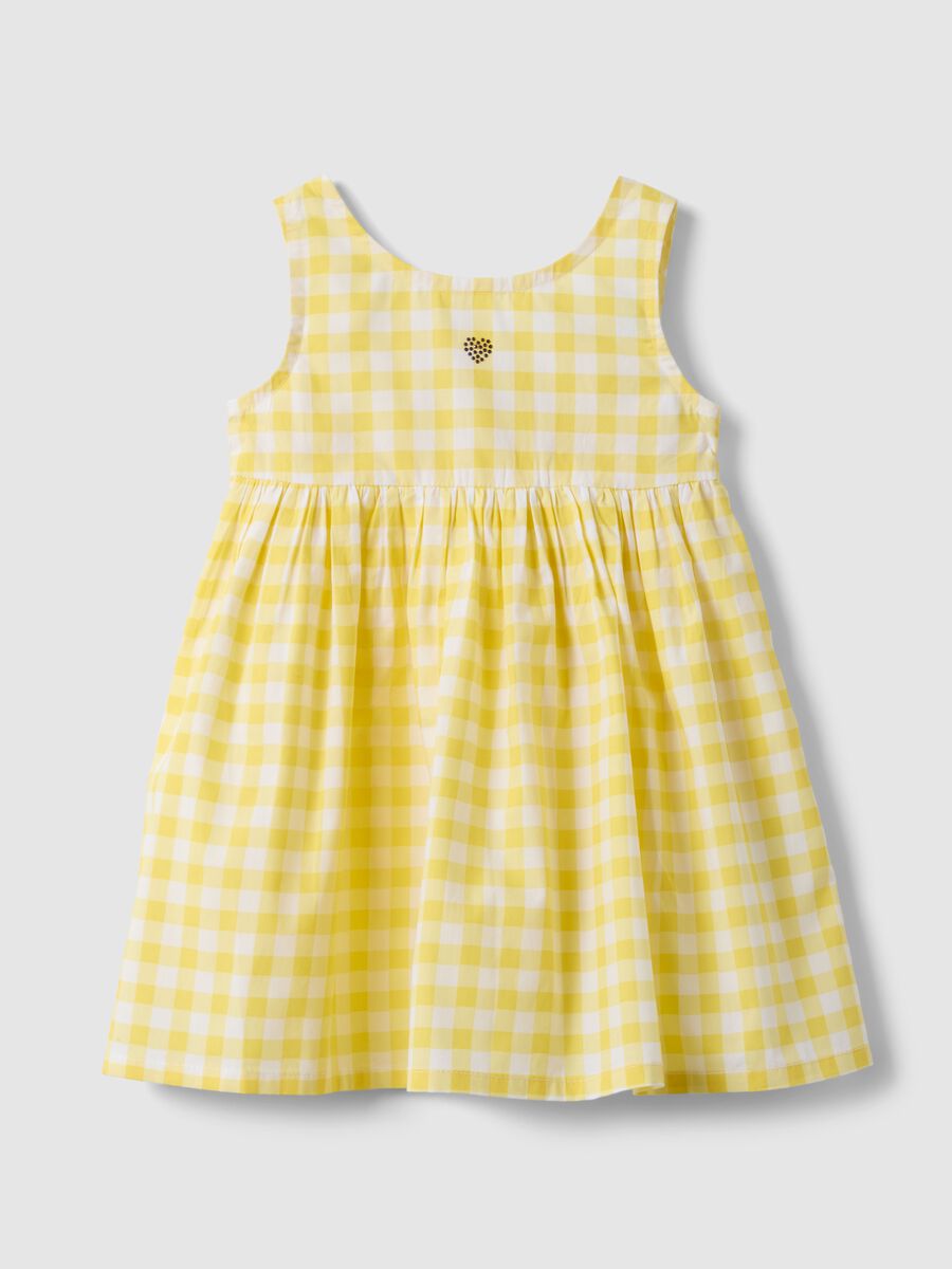 Multicoloured check pure cotton dress for girls with regular fit_0