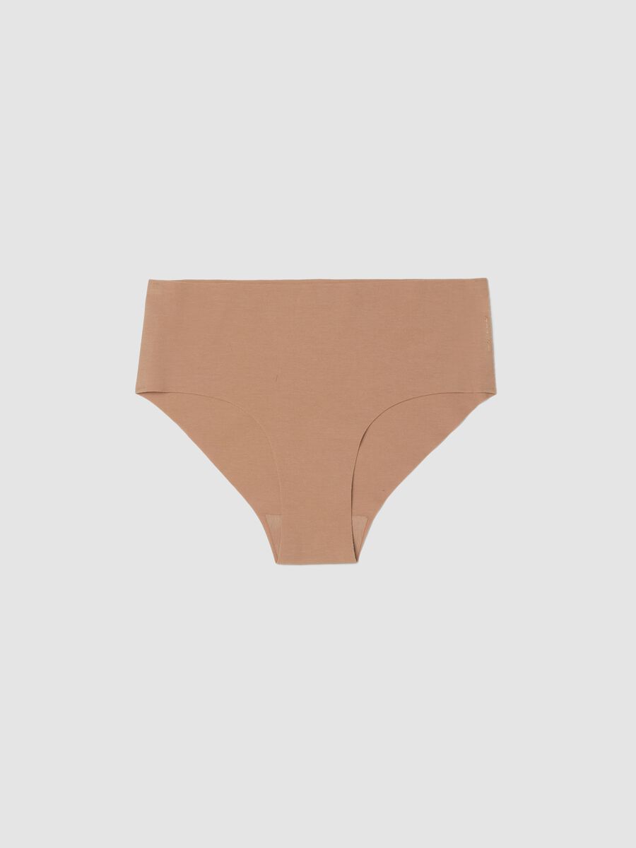 Comfortable beige regular fit stretch organic cotton briefs_0
