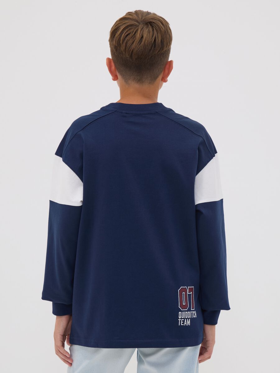 Blue pure cotton crew-neck Harry Potter print T-shirt for boys_2
