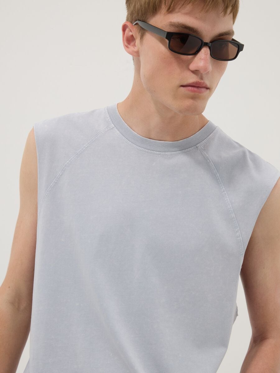 Light blue pure cotton regular-fit tank top_2