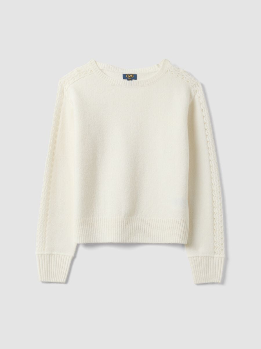 White crew-neck jumper in stretch wool blend_3