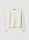 White crew-neck jumper in stretch wool blend_3