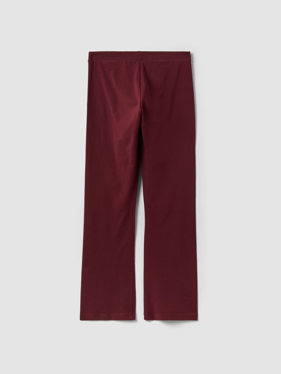Red flared leggings in stretch cotton_6