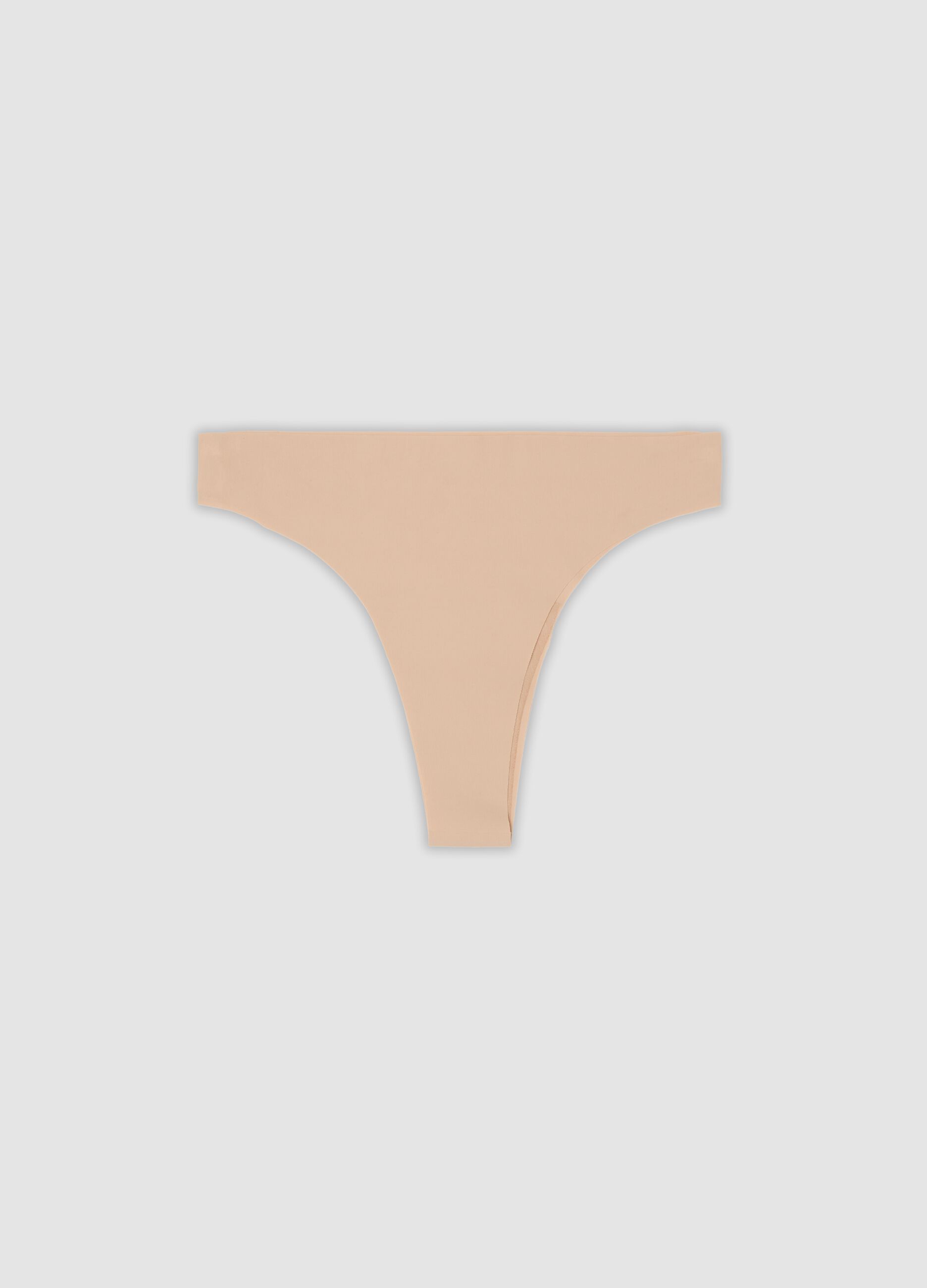 Beige stretch-fabric Brazilian briefs