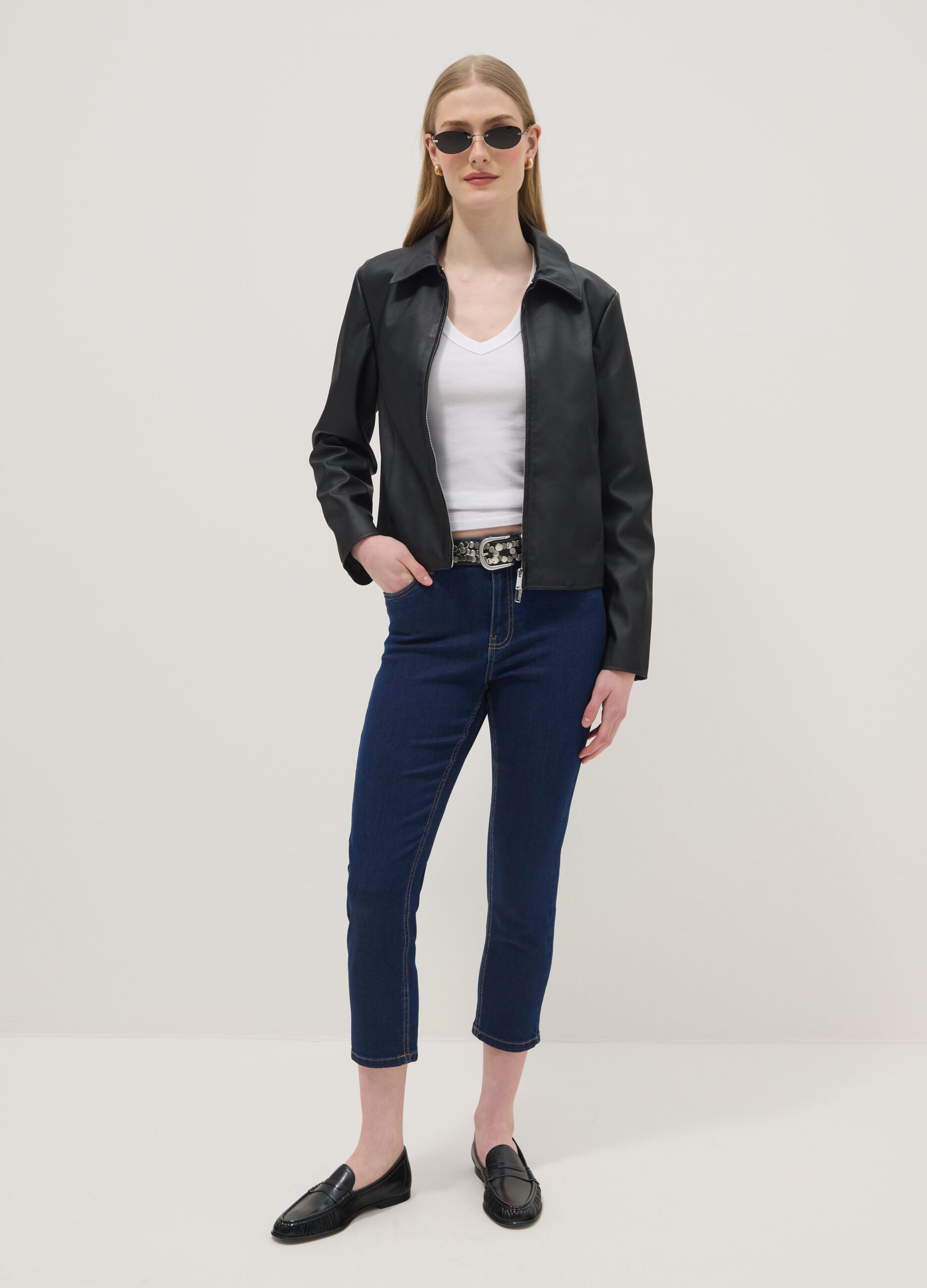 Blue skinny jeans in stretch cotton and viscose