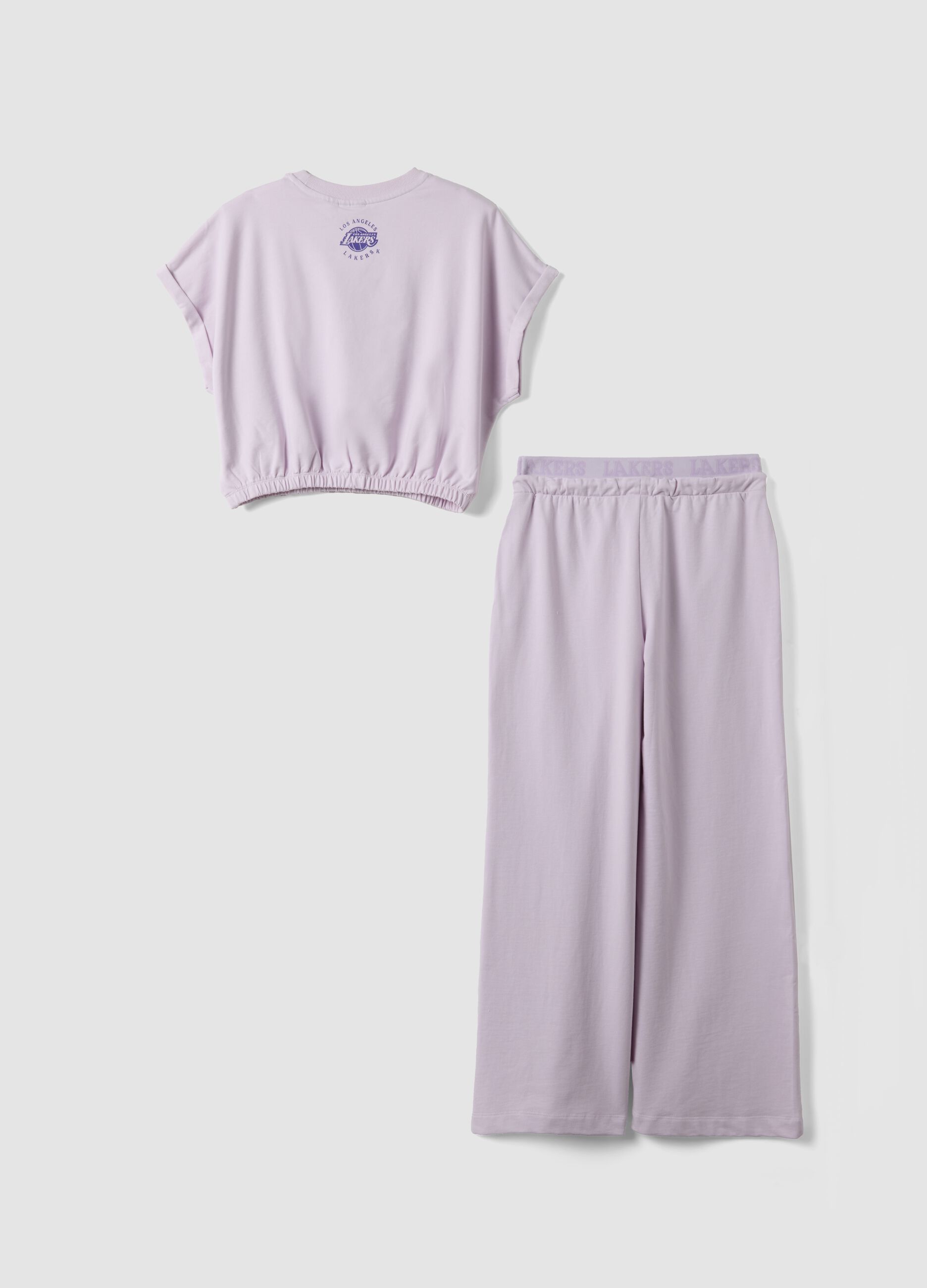 Lila Jogging-Set aus Stretch-Baumwolle mit Lakers-Print f&uuml;r M&auml;dchen &ndash; Regular Fit