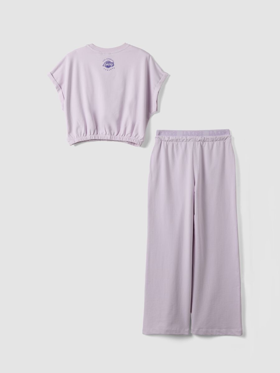 Ensemble jogging violet en coton stretch avec imprim&eacute; Lakers pour fille &ndash; coupe regular_4