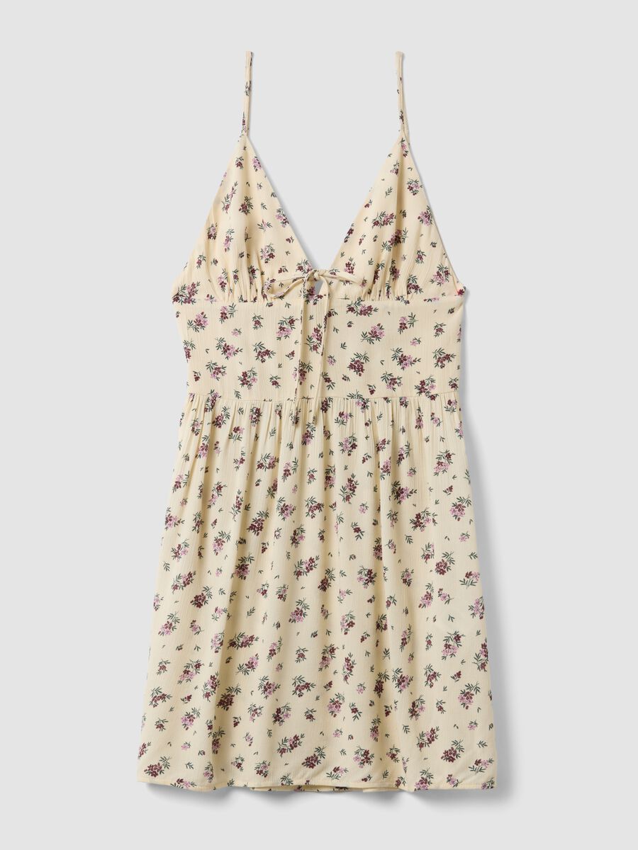 Beige floral pure viscose mini dress_4