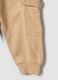 Beige organic cotton cargo trousers with drawstring for baby_3