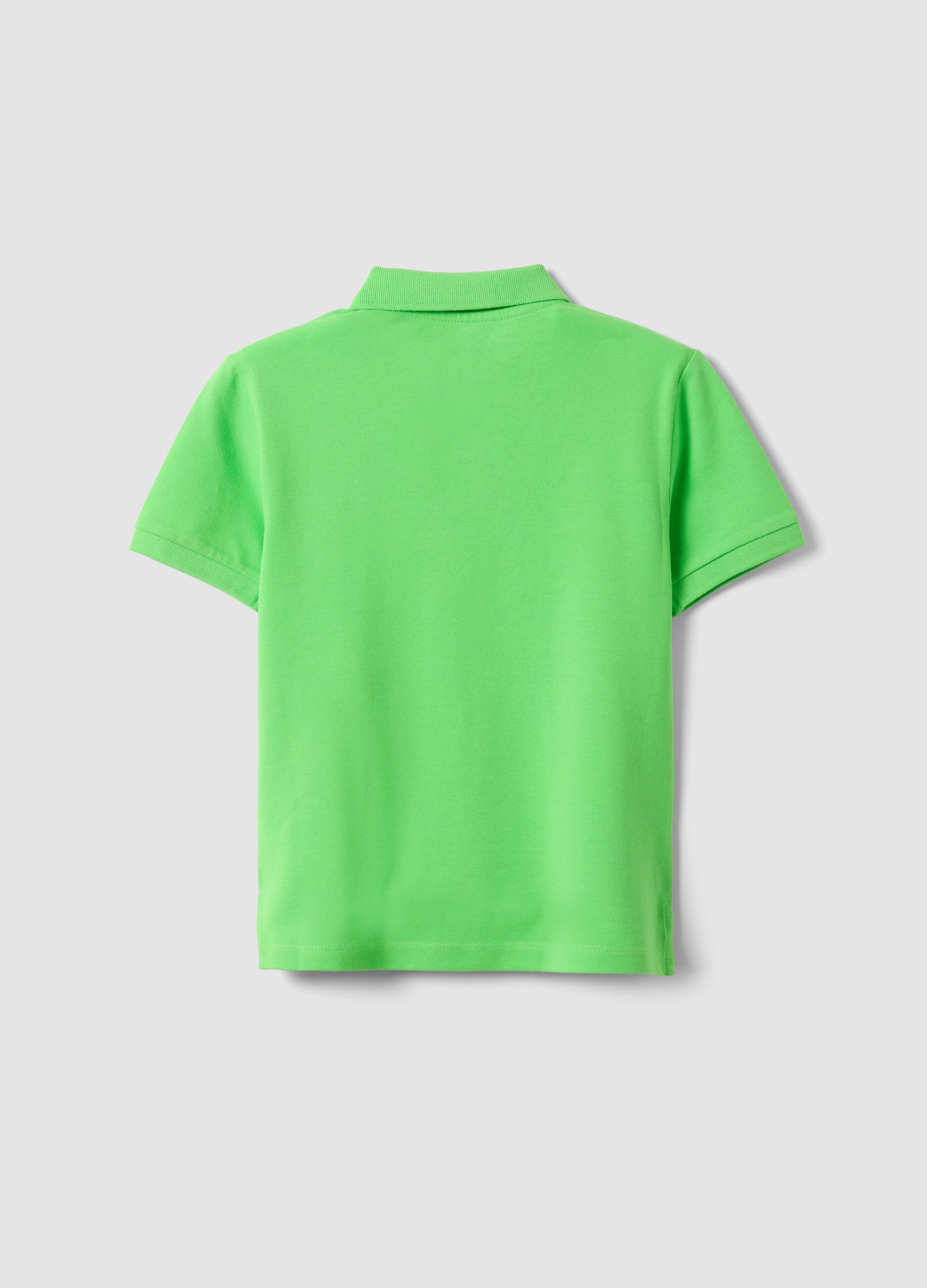 Boys' Green Stretch Cotton Polo Regular Fit