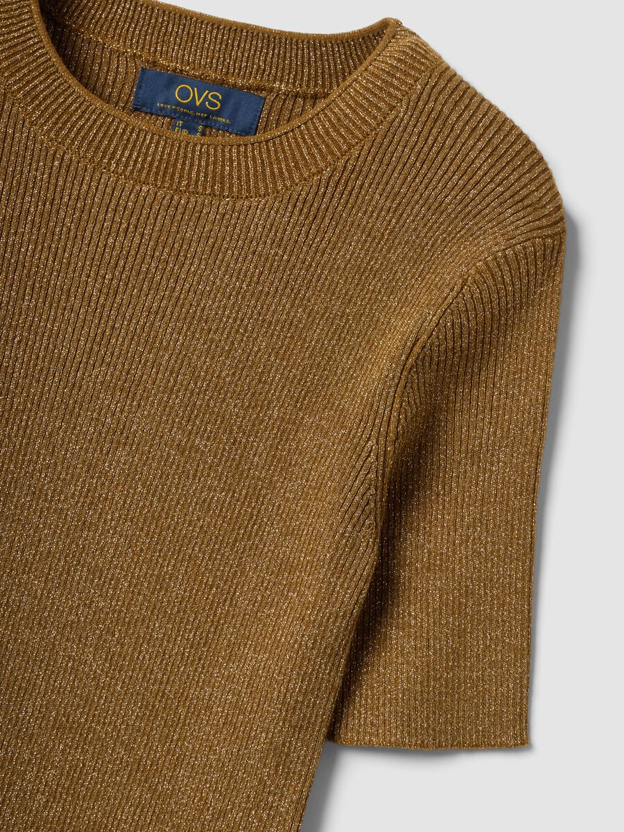 Braunes, figurbetontes Rippstrickshirt aus Viskosemix_6