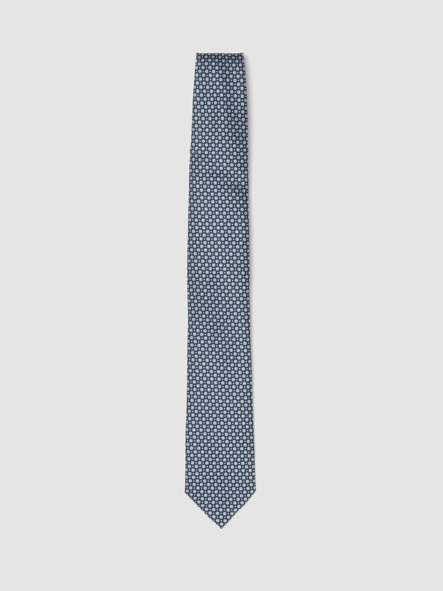 Blue tie with micro-pattern, 7.5 cm blade_0