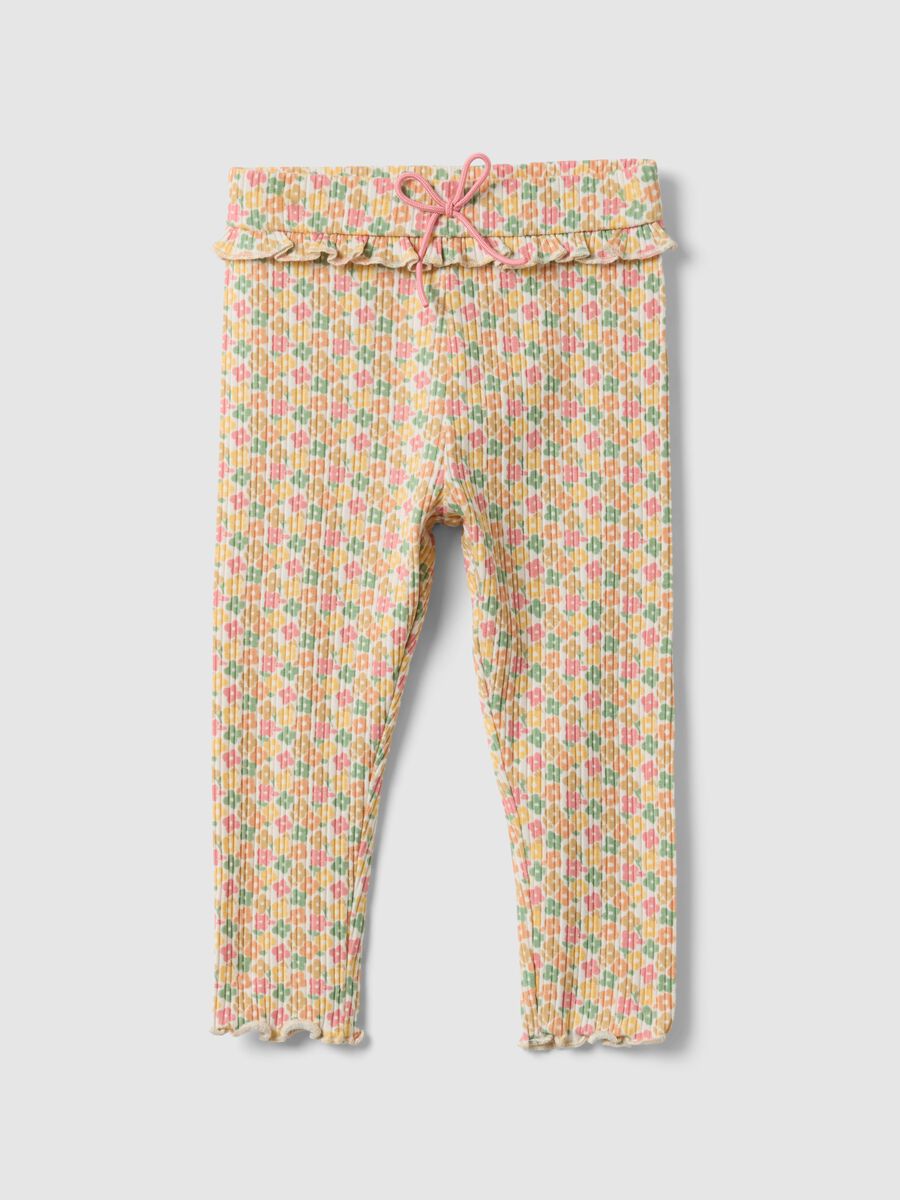 Girls&rsquo; floral slim-fit stretch cotton leggings_0