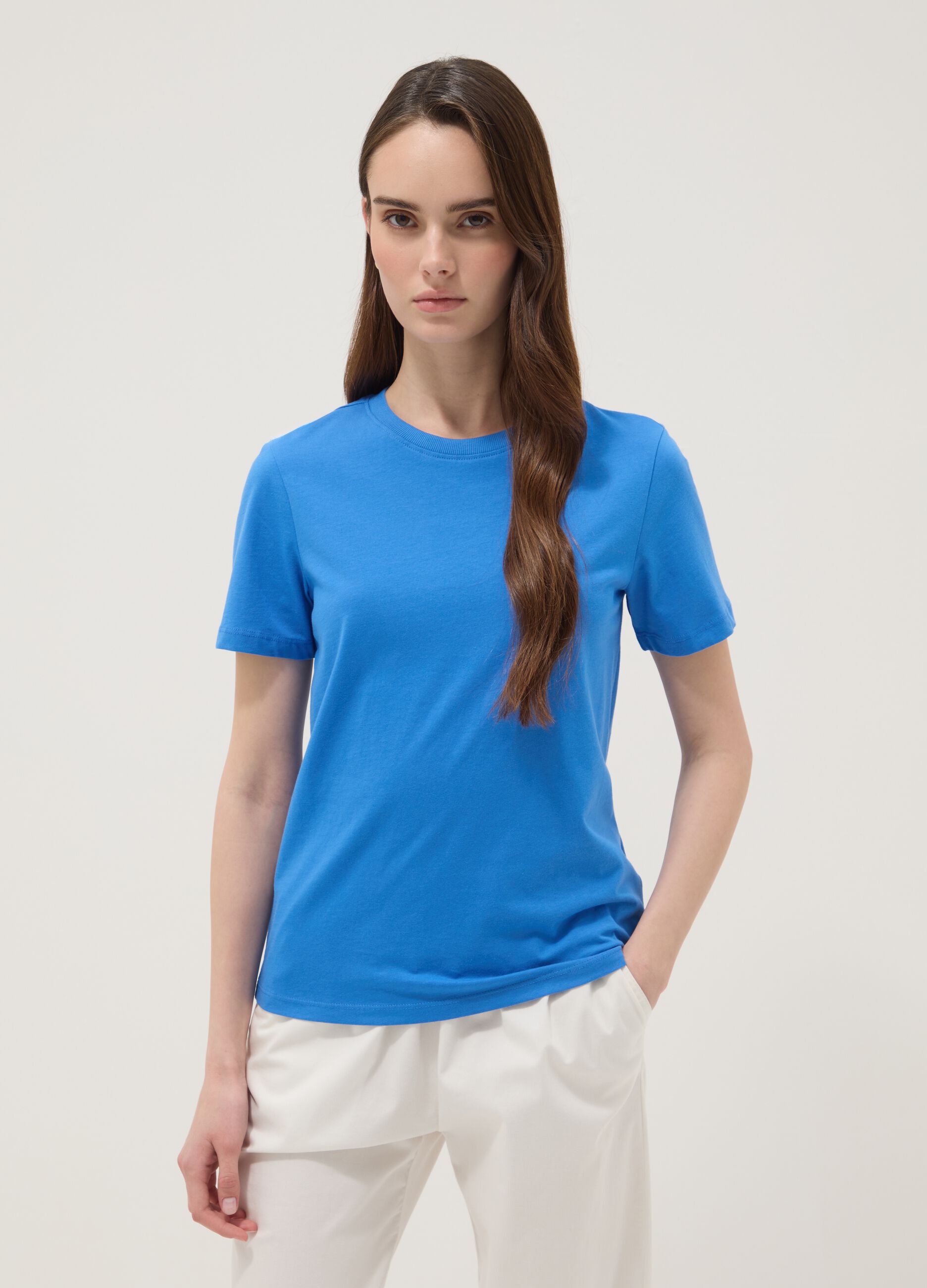 Blue short-sleeve organic cotton T-shirt