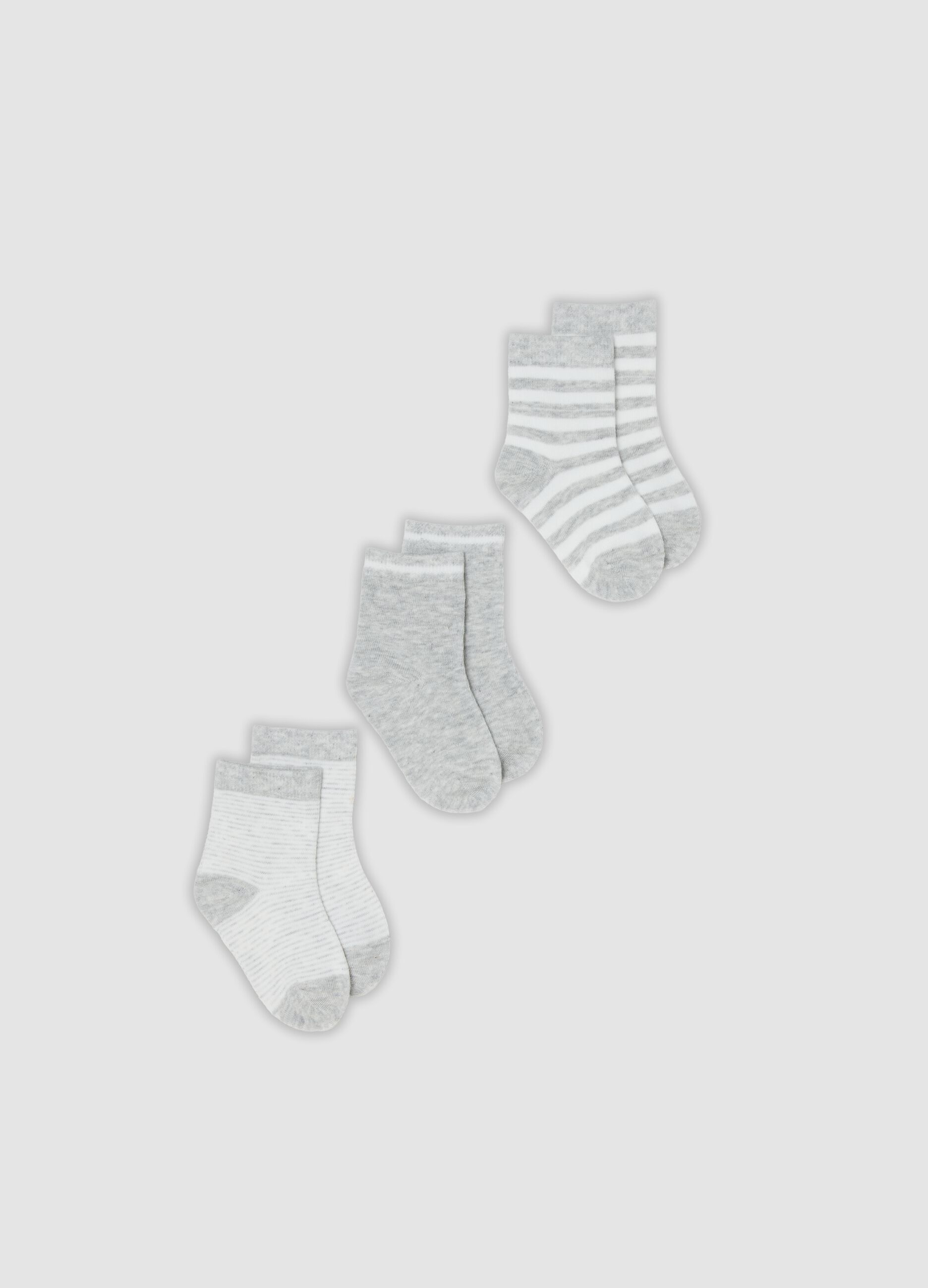 Tripack di calze grigie in cotone organico elasticizzato